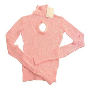 LADO BOKUCHAVA Pierced Boyfriend's Turtleneck in Pink